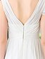 billiga Brudklänningar-A-linje V-hals Svepsläp Georgette Bröllopsklänningar tillverkade med Bälte / band / Korsvis av LAN TING BRIDE®