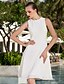 cheap Wedding Dresses-A-Line Jewel Neck Knee Length Chiffon Made-To-Measure Wedding Dresses with Draping by LAN TING BRIDE®