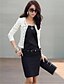 cheap Women&#039;s Blazers &amp; Jackets-Women&#039;s Solid Black/White Jackets,Casual Long Sleeve Rivet