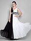 Χαμηλού Κόστους Βραδινά Φορέματα-Γραμμή Α Άσπρο Φόρεμα Χοροεσπερίδα Επίσημο Βραδινό Μακρύ Αμάνικο Λαιμόκοψη V Σιφόν V Πίσω με Πλισέ 2024