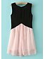 cheap Women&#039;s Dresses-AMC Women&#039;s Contrast Joint Cut Out V Neck Sleeveless Chiffon Dress