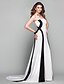 preiswerte Abendkleider-A-Linie Elegant Formeller Abend Kleid Trägerlos Ärmellos Bodenlanger Rock Jersey mit 2021