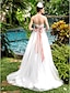 cheap Wedding Dresses-A-Line Wedding Dresses Sweetheart Neckline Sweep / Brush Train Lace Tulle Strapless Cute with Bowknot Sash / Ribbon Beading 2021