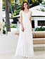 cheap Wedding Dresses-A-Line V Neck Sweep / Brush Train Georgette Made-To-Measure Wedding Dresses with Sash / Ribbon / Criss-Cross by LAN TING BRIDE®