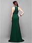 preiswerte Kleider für besondere Anlässe-Sheath / Column Elegant Dress Prom Formal Evening Sweep / Brush Train Sleeveless Jewel Neck Stretch Satin with Sash / Ribbon Pleats 2023