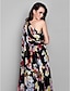 cheap Evening Dresses-A-Line Elegant Floral Holiday Formal Evening Dress One Shoulder Sleeveless Floor Length Chiffon with Ruched Pattern / Print 2021
