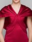 cheap Evening Dresses-Mermaid / Trumpet Elegant Vintage Inspired Formal Evening Dress V Neck Short Sleeve Court Train Satin with Side Draping 2020