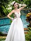 cheap Wedding Dresses-A-Line Wedding Dresses Sweetheart Neckline Sweep / Brush Train Lace Tulle Strapless Cute with Bowknot Sash / Ribbon Beading 2021