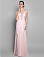 cheap Evening Dresses-Sheath / Column Spaghetti Strap Floor Length Chiffon Beautiful Back / Pastel Colors Prom / Formal Evening Dress 2020 with Beading / Side Draping / Ruched