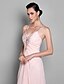 cheap Evening Dresses-Sheath / Column Spaghetti Strap Floor Length Chiffon Beautiful Back / Pastel Colors Prom / Formal Evening Dress 2020 with Beading / Side Draping / Ruched