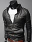 voordelige Overkleding-REVERIE UOMO Man&#039;s PU Leather Solid Color Stand Tops