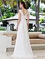 cheap Wedding Dresses-A-Line V Neck Sweep / Brush Train Georgette Made-To-Measure Wedding Dresses with Sash / Ribbon / Criss-Cross by LAN TING BRIDE®