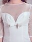 cheap Wedding Dresses-Sheath / Column Wedding Dresses Jewel Neck Knee Length Tulle Stretch Satin Half Sleeve Little White Dress with 2020