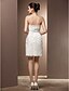 זול שמלות כלה-מעטפת \ עמוד שמלות חתונה לב (סוויטהארט) קצר \ מיני תחרה סטרפלס שמלות לבנות קטנות עם סרט פרח 2020
