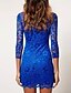 cheap Women&#039;s Dresses-Women&#039;s Party/Cocktail Plus Size / Sexy Bodycon Dress,Solid V Neck Mini ¾ Sleeve Blue / Red / White / Black OthersSpring / Summer / Fall