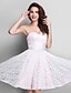 cheap Prom Dresses-A-Line Fit &amp; Flare Elegant Dress Homecoming Cocktail Party Knee Length Sleeveless Sweetheart Lace with Sash / Ribbon 2023