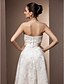 baratos Vestidos de Casamento-Salão Vestidos de noiva Linha A Decote Princesa Sem Alças Assimétrico Renda Vestidos de noiva Com Faixa / Fita 2024