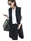 cheap Women&#039;s Coats &amp; Trench Coats-Women&#039;s Vintage Spring / Fall / Winter Long Coat, Solid Colored Sleeveless Polyester Black
