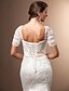 זול Cufflinks-בתולת ים \ חצוצרה לב (סוויטהארט) שובל סוויפ \ בראש תחרה שמלות חתונה עם חרוזים / אפליקציות / סרט על ידי LAN TING BRIDE®
