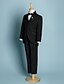 cheap Ring Bearer Suits-Black / Ivory Polyester Ring Bearer Suit - 5 Pieces Includes  Jacket / Waist cummerbund / Shirt