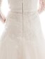 cheap Wedding Dresses-Ball Gown V Neck Chapel Train Sheer Lace 3/4 Length Sleeve Glamorous Illusion Detail Made-To-Measure Wedding Dresses with Bow(s) / Buttons / Lace  / See Through