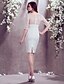 cheap Wedding Dresses-Sheath / Column Wedding Dresses Jewel Neck Knee Length Tulle Stretch Satin Half Sleeve Little White Dress with 2020