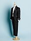 cheap Ring Bearer Suits-Black / Ivory Polyester Ring Bearer Suit - Five-piece Suit Includes  Jacket / Waist cummerbund / Shirt