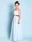 cheap Junior Bridesmaid Dresses-A-Line / Princess Spaghetti Strap Floor Length Chiffon Junior Bridesmaid Dress with Beading / Draping / Sash / Ribbon by LAN TING BRIDE®
