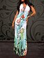 cheap Maxi Dresses-Women&#039;s Beach Boho Sheath Dress,Floral Halter Deep V Maxi Sleeveless Summer Mid Rise Inelastic Opaque