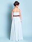 cheap Junior Bridesmaid Dresses-A-Line / Princess Spaghetti Strap Floor Length Chiffon Junior Bridesmaid Dress with Beading / Draping / Sash / Ribbon by LAN TING BRIDE®