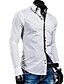 abordables Camisas de vestir para hombres-Hombre Camisa Camisa para Vestido Color sólido Cuello Americano Blanco Negro Verde Fucsia Azul Real Manga Larga Diario Trabajo Delgado Tops Negocios / Primavera / Otoño