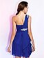 cheap Special Occasion Dresses-Sheath / Column Classic &amp; Timeless Cute Homecoming Cocktail Party Wedding Party Dress One Shoulder Sleeveless Short / Mini Chiffon with Ruched Beading 2020