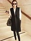 cheap Women&#039;s Coats &amp; Trench Coats-Women&#039;s Vintage Spring / Fall / Winter Long Coat, Solid Colored Sleeveless Polyester Black