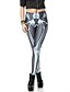 baratos Leggings de mulher-Spandex Preto Esqueleto Branco Leggings de designers de PinkQueen ® Mulheres