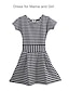 זול בגדים תואמים למשפחה-Family&#039;s Stylish Round Collar Stripe Backside Bow Cape Sleeve Tees&amp;Dress