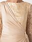 abordables Robes de Soirée-Robe robe demoiselle d honneur Fourreau / Colonne Elégant Longueur Sol Bateau Manches 3/4 Dentelle Avec Drapée