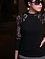 abordables Gilet-Femme T shirt Tee Jacquard Col Rond Gris Noir du quotidien Fin de semaine Dentelle Vêtement Tenue Coton / Manches Longues