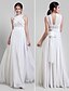 cheap Bridesmaid Dresses-A-Line One Shoulder Floor Length Georgette Bridesmaid Dress with Criss Cross / Pleats by LAN TING BRIDE® / Convertible Dress