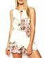 cheap Women&#039;s Jumpsuits &amp; Rompers-Women&#039;s Romper Backless Print Floral Round Neck Boho Going out Beach Regular Fit Sleeveless White Black S M L Fall