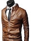 abordables Vêtements d&#039;Extérieur Homme-PU Cuir Hauts de stand de couleur pleine de REVERIE UOMO homme