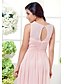 cheap Bridesmaid Dresses-A-Line Bridesmaid Dress Jewel Neck Sleeveless See Through Knee Length Georgette with Criss Cross 2022