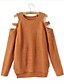 abordables Jerséis de Mujer-Women&#039;s Round Collar Dew Shoulder Sex Loose knitting Pullover Sweater