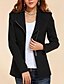 preiswerte Blazer für Damen-Damen Alltag Retro Frühling / Herbst Übergrössen Standard Jacke, Solide V-Ausschnitt Langarm Schwarz / Wein L / XL / XXL