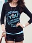 baratos T-Shirts de mulher-Mulheres Camiseta Casual Simples / Moda de Rua Primavera / Outono / Inverno,Sólido Azul / Branco / Preto Manga Longa Fina
