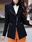 preiswerte Blazer für Damen-Damen Alltag Retro Frühling / Herbst Übergrössen Standard Jacke, Solide V-Ausschnitt Langarm Schwarz / Wein L / XL / XXL