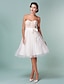 cheap Wedding Dresses-Hall Open Back Wedding Dresses A-Line Sweetheart Strapless Knee Length Tulle Bridal Gowns With Bowknot Sash / Ribbon 2024