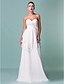 cheap Wedding Dresses-Sheath / Column Wedding Dresses Sweetheart Neckline Floor Length Chiffon Sleeveless with Flower Criss-Cross 2022