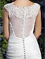 cheap Wedding Dresses-Wedding Dresses Mermaid / Trumpet V Neck Cap Sleeve Court Train Charmeuse Bridal Gowns With Beading Appliques 2024