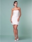 levne Svatební šaty-Pouzdrové Svatební šaty Bez ramínek Krátký / Mini Taft Krátký rukáv Malé bílé s Sklady Volán 2020 / Ano