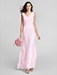 cheap Bridesmaid Dresses-Sheath / Column V Neck Floor Length Chiffon Bridesmaid Dress with Criss Cross